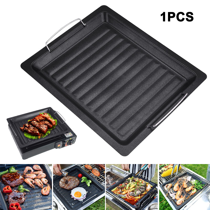 Camping Cooking Equipment - Уличная толстая квадратная сковорода-гриль с двумя