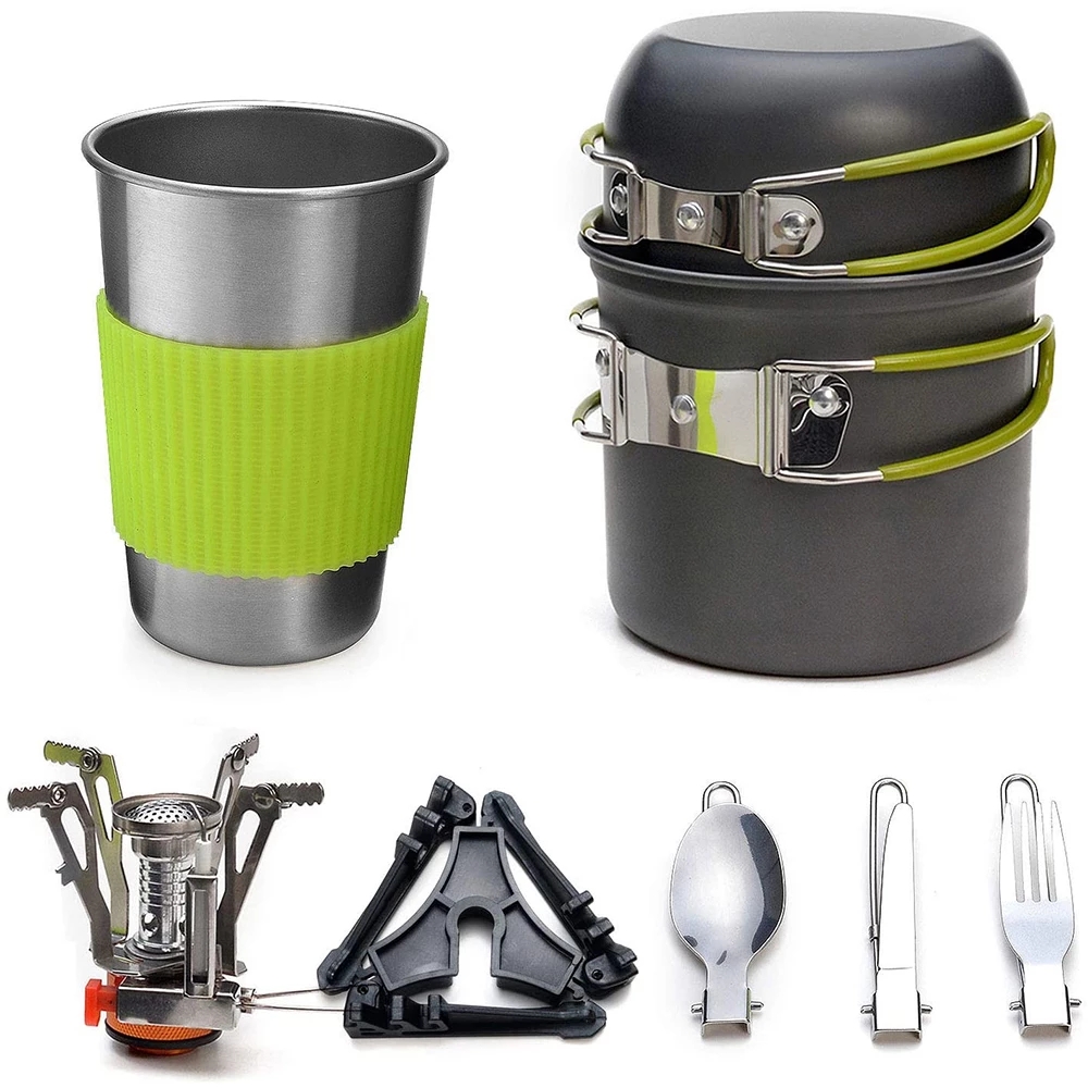 Camping Cooking Backpack - Набор посуды для кемпинга с плитой,