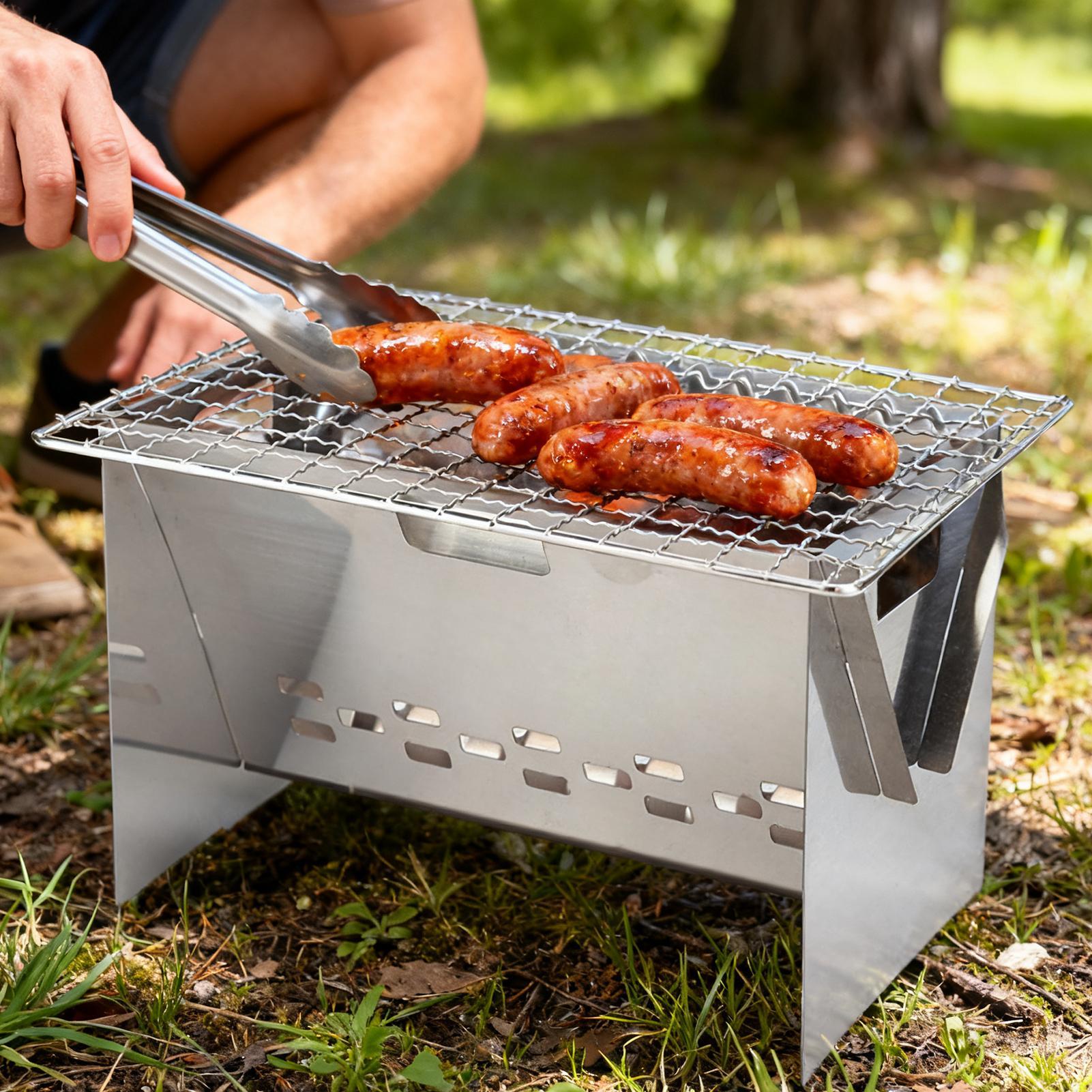 Угольный гриль из нержавеющей  – обзор и цена Camping Cooking Fire Stove