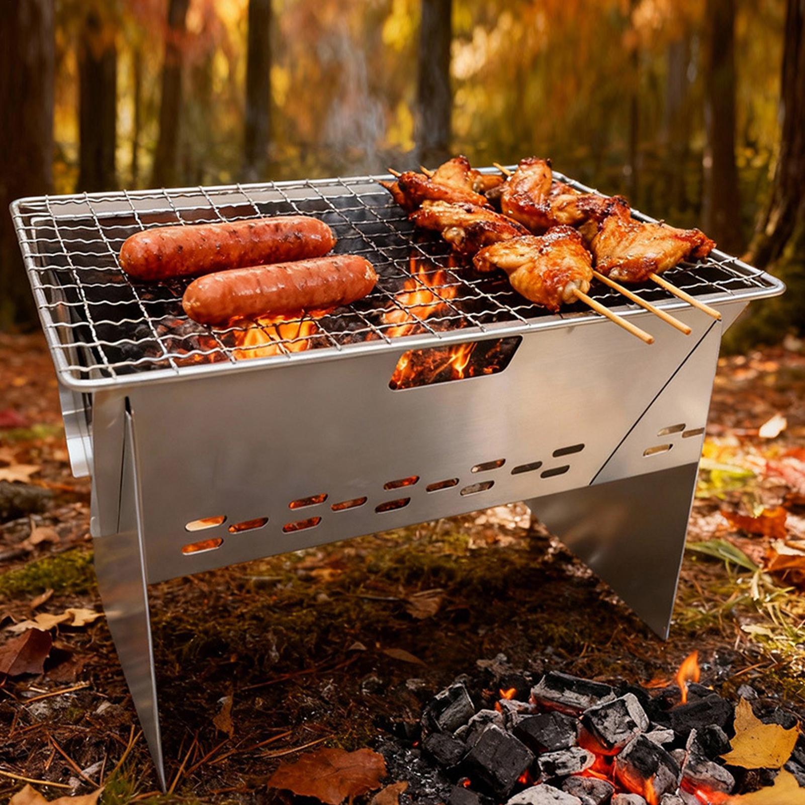 Угольный гриль из нержавеющей  – обзор и цена Camping Cooking Fire Stove