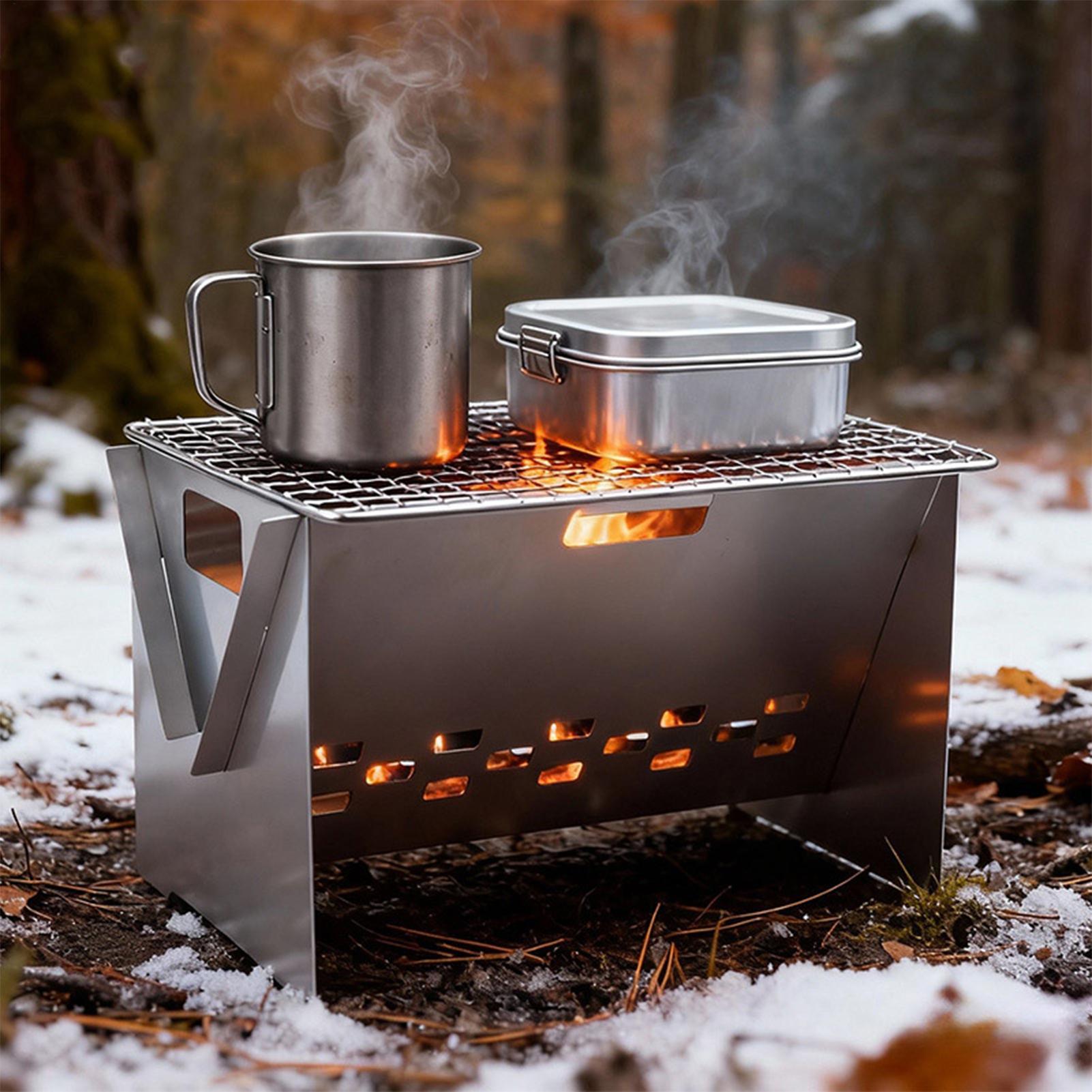 Складной портативный угольный  – обзор и цена Camping Cooking Fire Stove